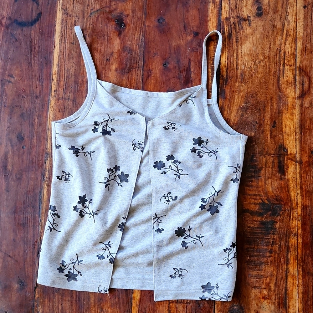 Tank top with burnout flowers.